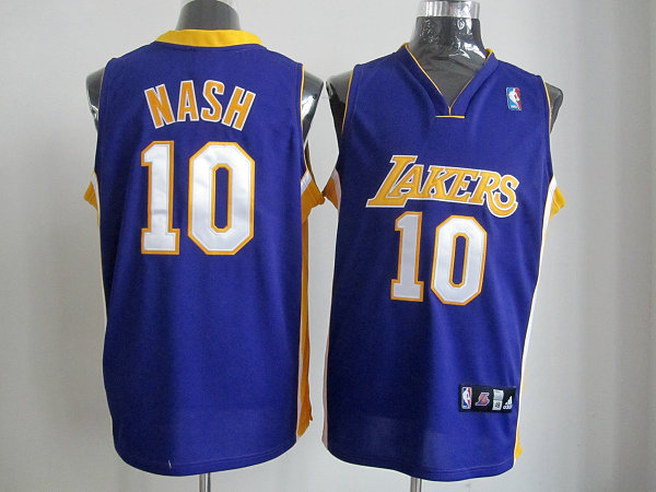 NBA Los Angeles Lakers 10 Steve Nash Authentic Road Purple Jersey